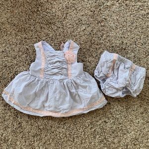Light Blue and Pink Ruffle Baby Girl Dress